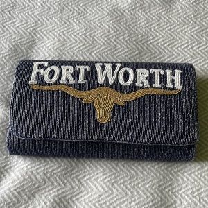 Casey Co Spirit Fort Ft Worth beaded purse bag optional gold shoulder chain NEW